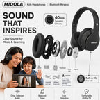 Kids Bluetooth Headphones Wireless - Black view 6