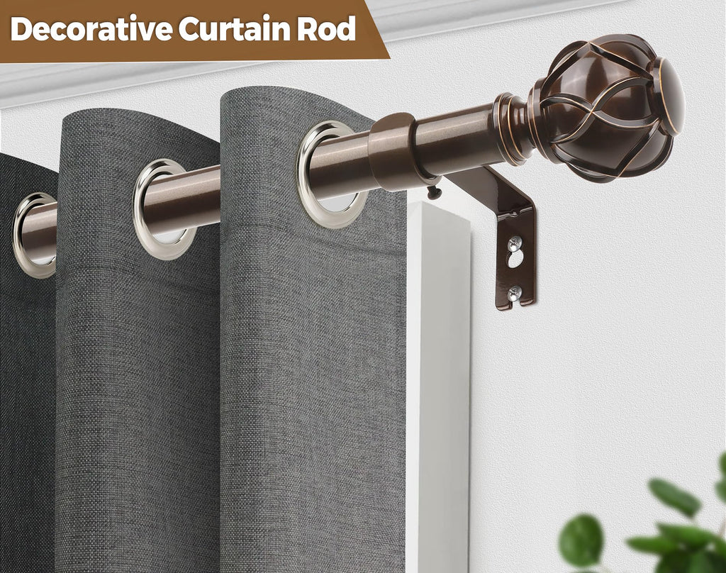 KAMANINA 1 Inch Curtain Rod 28-48 Inch, 2 Pack Antique Bronze Drapery Rods (TW-010030217-US-F1)