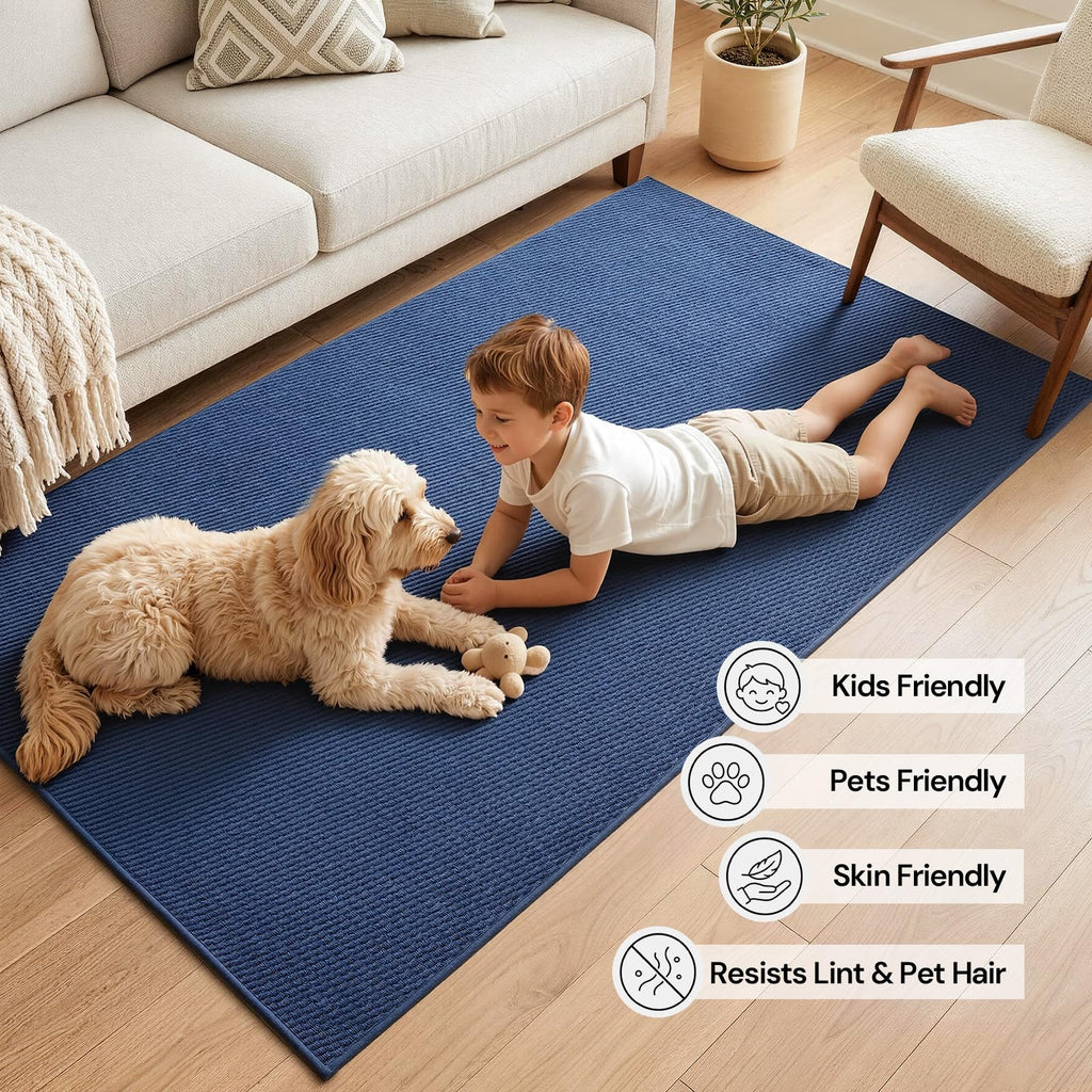 Sunfly Runner Rug with Non Slip Rubber Backing - Navy Blue / 2' x 6' (Rectangular) view 10