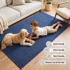 Sunfly Runner Rug with Non Slip Rubber Backing - Navy Blue / 2' x 6' (Rectangular) view 10