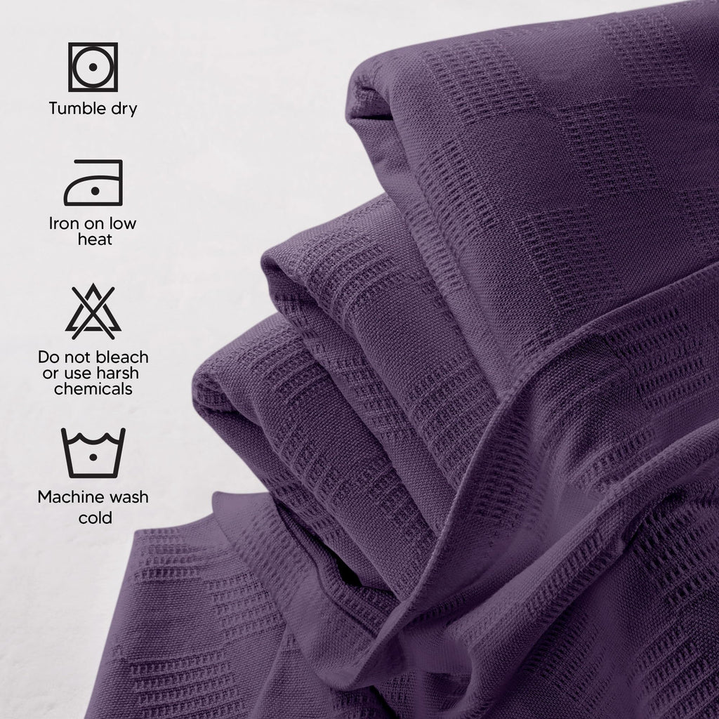 Utopia Bedding 100% Cotton Thermal Blanket Soft - Plum / Twin view 4
