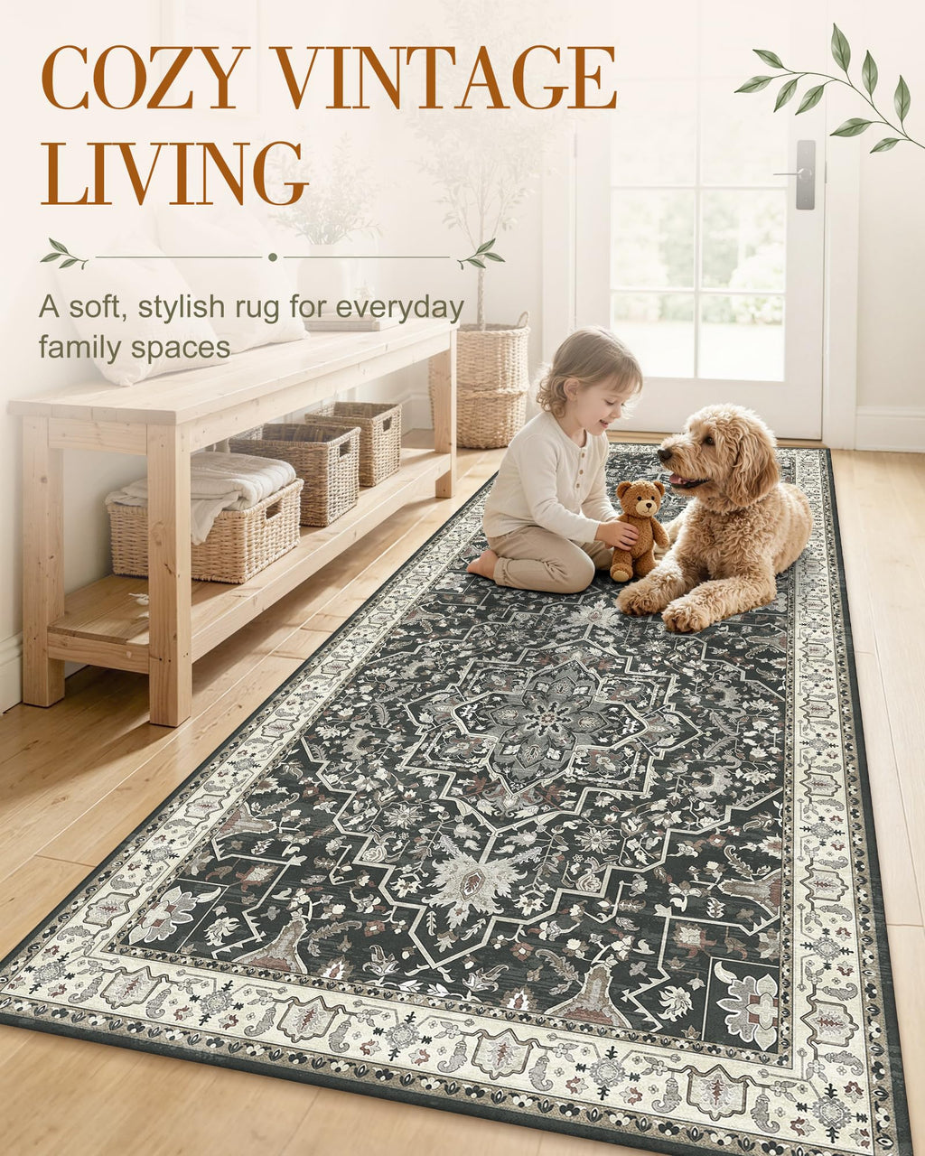 OLANLY Soft Non Slip Carpet - Black / 3' x 6' (Runner) view 2