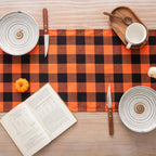 AQOTHES Plaid Fall Thanksgiving Table Runner - Orange Black / 13" x 72" view 6