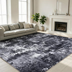 Sasttie 6x9 Washable Area Rug, Modern Abstract Carpet, Black & White
