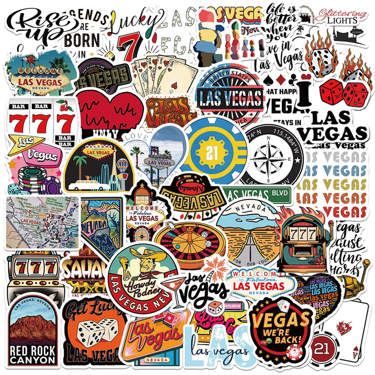 100PCS Nevada Las Vegas Stickers,Cool Travel Stickers,Waterproof Vinyl Stickers for Water