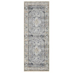 Keen Home Design Vintage Washable Runner Rug, Non-Slip Low Pile, 2x7 - Smoke Grey/ Cold Green view 2