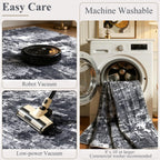 Sasttie 6x9 Washable Area Rug, Modern Abstract Carpet, Black & White (additional view 7)