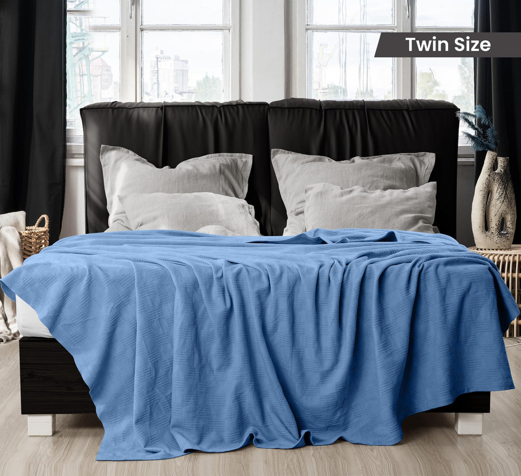 Utopia Bedding 100% Cotton Thermal Blanket Soft - Wedgewood / Twin view 1