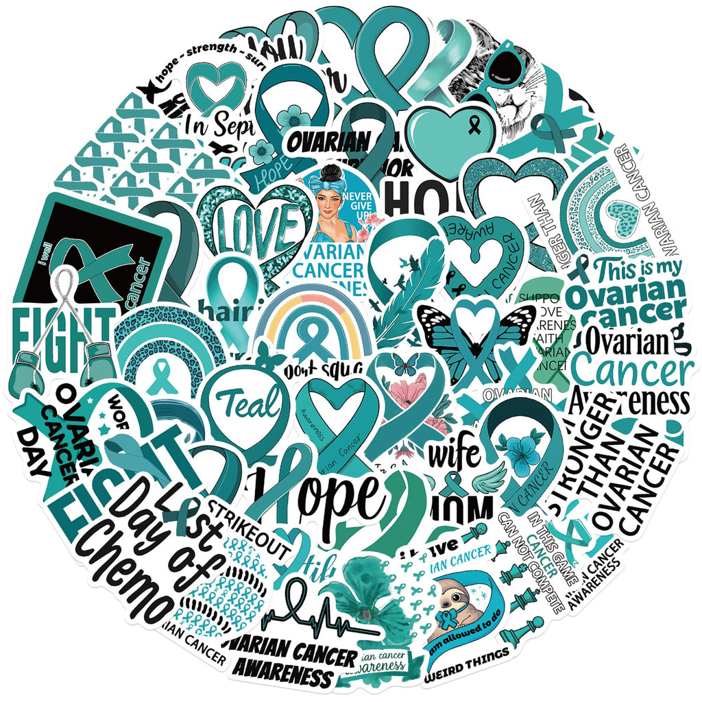 Love and Care Ovarian Cancer Patient Stickers,50PCs,Ovarian Cancer Festival Laptop Decals
