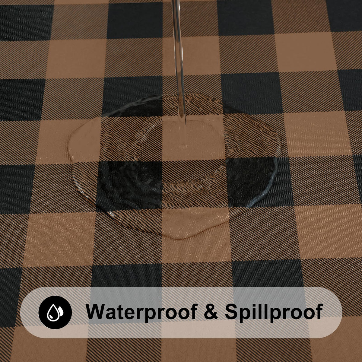 Smiry Rectangle Picnic Table Cloth - Black and Brown / 72" x 36" (Rectangular) view 2