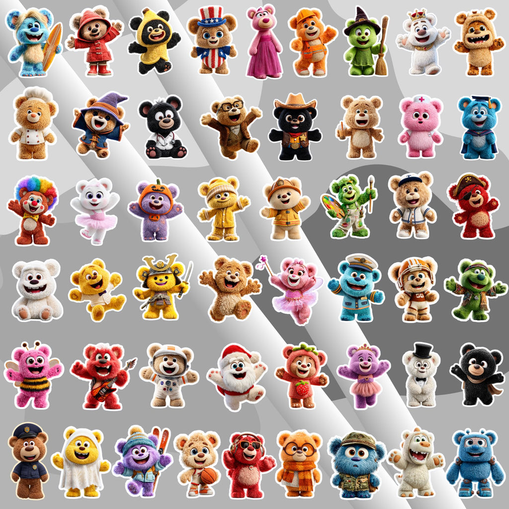 Cute Teddy Bear Stickers for Kids, 50 PCS – 2.5-Inch | Kawaii Plush Toy Bear Stickers for (additional view 1)