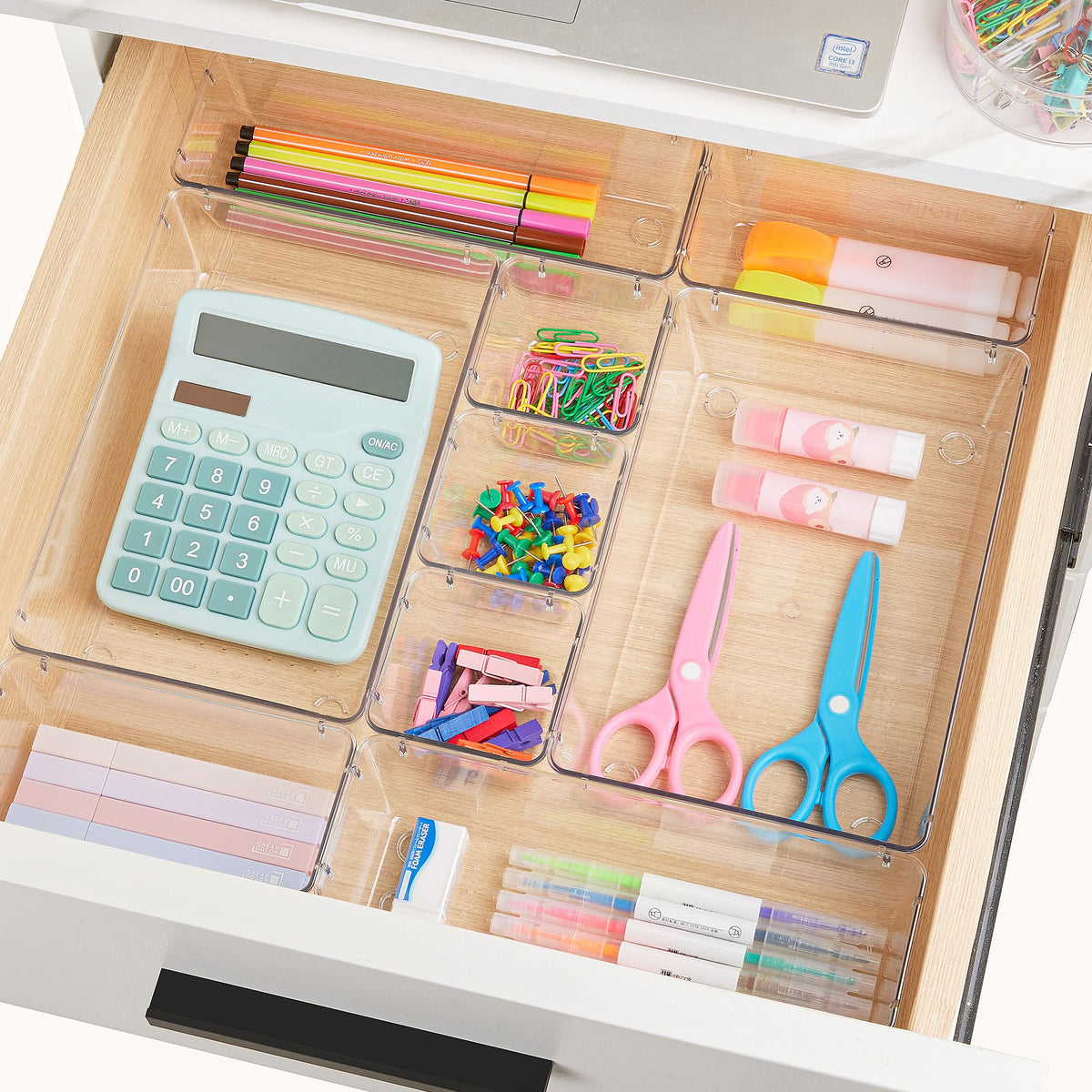 Vtopmart 44 PCS Plastic Drawer Organizers Set, 4-Size Versatile Bathroom and Vanity Organizer Trays, Non-Slip Storage (Pack of 44)
