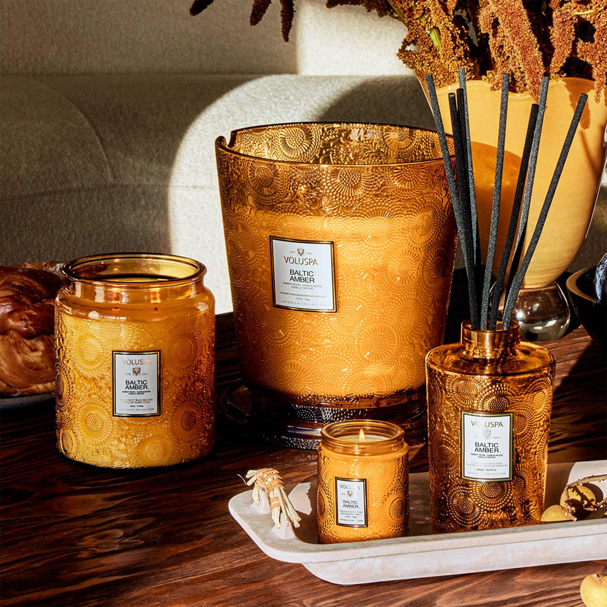Voluspa Large Scented Candle Jar 18 Oz, 100 Hr Burn - 4 - Baltic Amber view 5