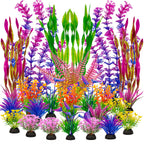 Ameliade Artificial Aquarium Plastic Plants Fish Tank Decorations, 25PCS
