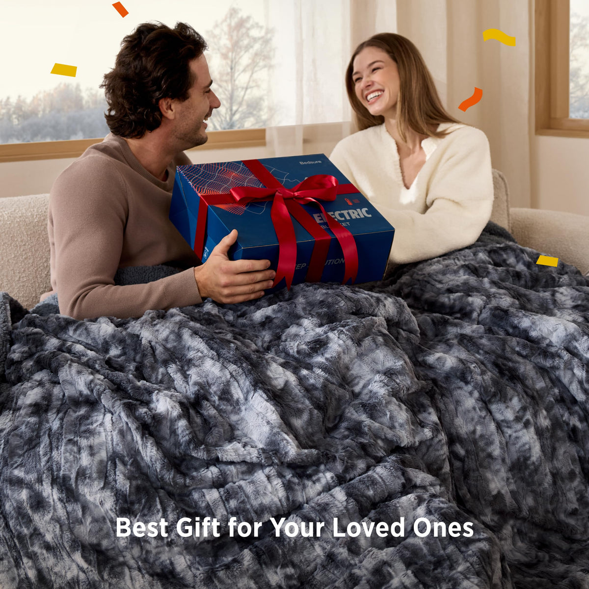 Bedsure Faux Fur Heated Blanket Full Size, Tie-Dye Electric Blanket, – Black (BS-300B)