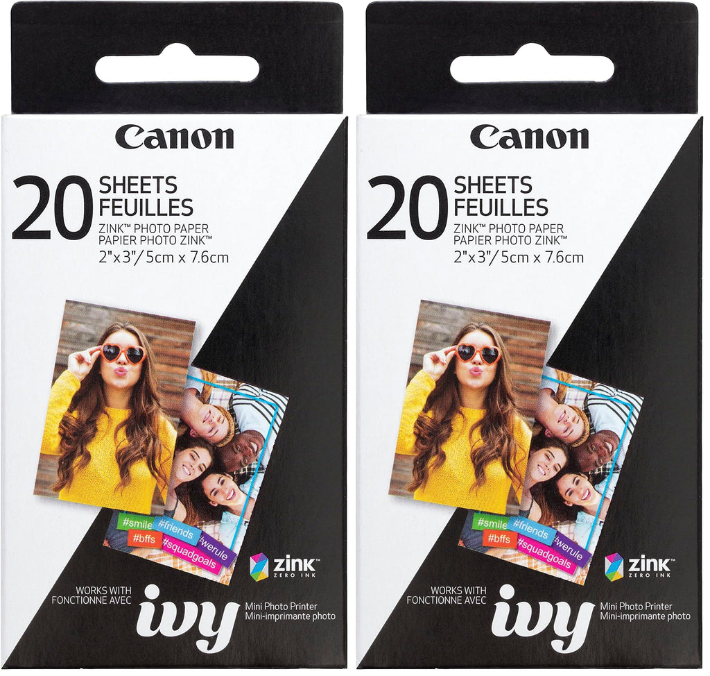 Canon Photo Paper, 2" x 3", 20 Sheets (3214C002[AA]) (Pack of 2)