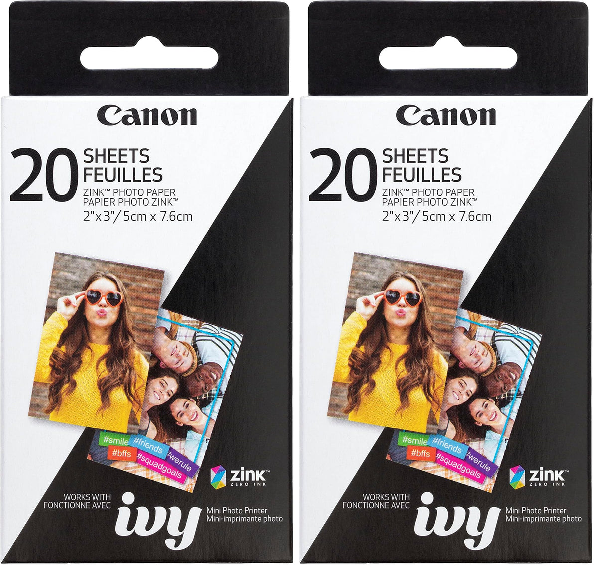 Canon Photo Paper, 2" x 3", 20 Sheets (3214C002[AA]) (Pack of 2)