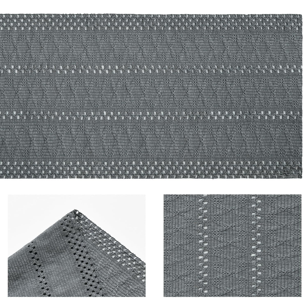 Artoid Woven Farmhouse Hollow Table Runner - Dark Grey / 12" x 72", Table Runner view 5