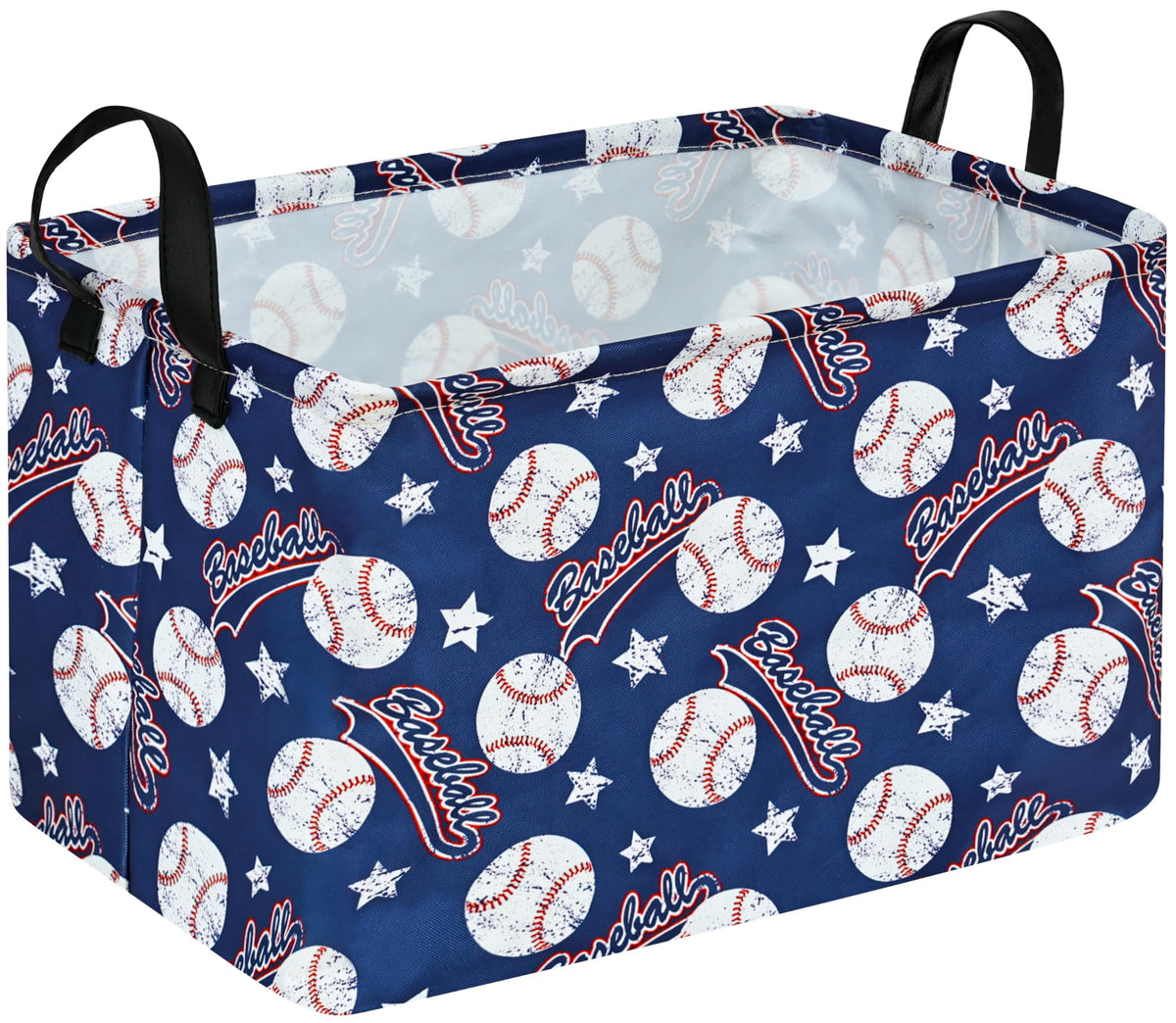 HUAYEE Blue Baseball Pattern Storage Basket Gift Laundry Bins Collapsible Storage Baskets