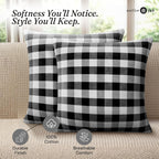 Native Fab Throw Pillow Cushion Cover for Sofa Couch Bed Comfort - Gingham Black / 20" x 20" (Pack of 2) view 3