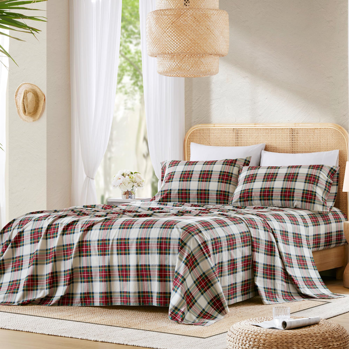 Comfort Spaces 100% Cotton Percale Sheets King Size Sheet Set, – 4 Piece (CS20-1913) (Pack of 4)