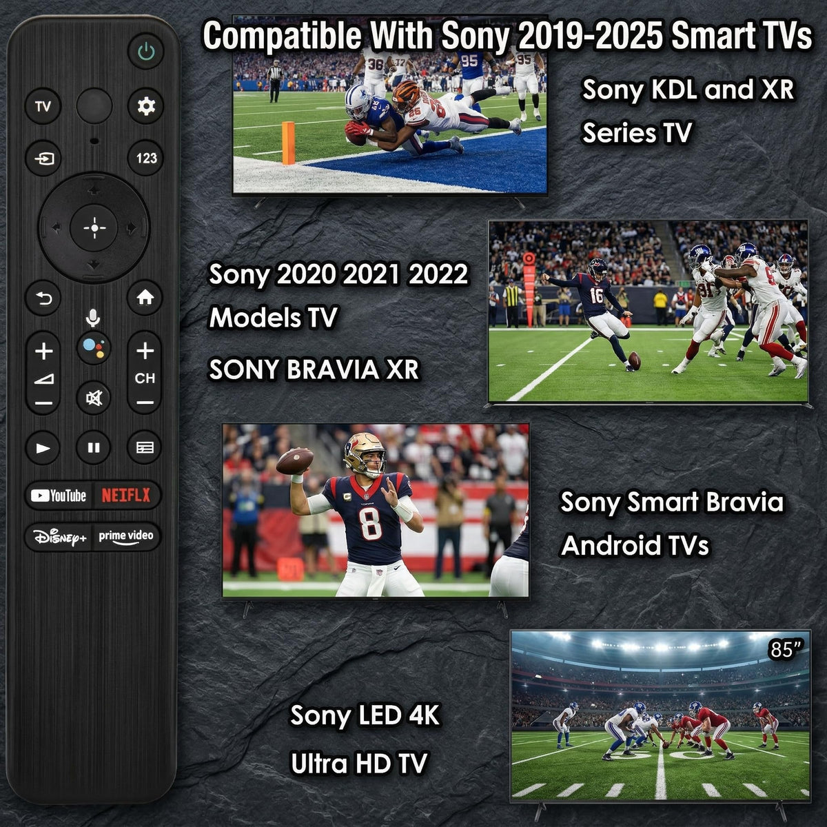 Replacement for Sony TV Voice Remote,for All Sony Bravia Smart TV (additional view 1)