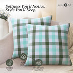 Native Fab Throw Pillow Cushion Cover for Sofa Couch Bed Comfort - Gingham Coastal Seafoam & Mint Green / 16" x 16" (Pack of 2) view 6