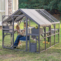 Aivituvin Catio for Multiple Cats, Large 56.54ft² Outdoor Enclosure, Weatherproof w/ 2 Bridges, 7 Trails, 2 Houses, –