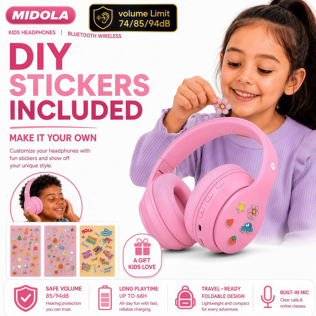 Kids Bluetooth Headphones Wireless - Pink view 7