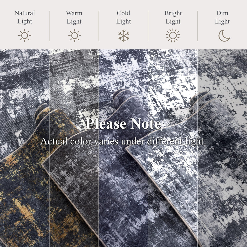 Sasttie 6x9 Washable Area Rug, Modern Abstract Carpet, Black & White (additional view 8)